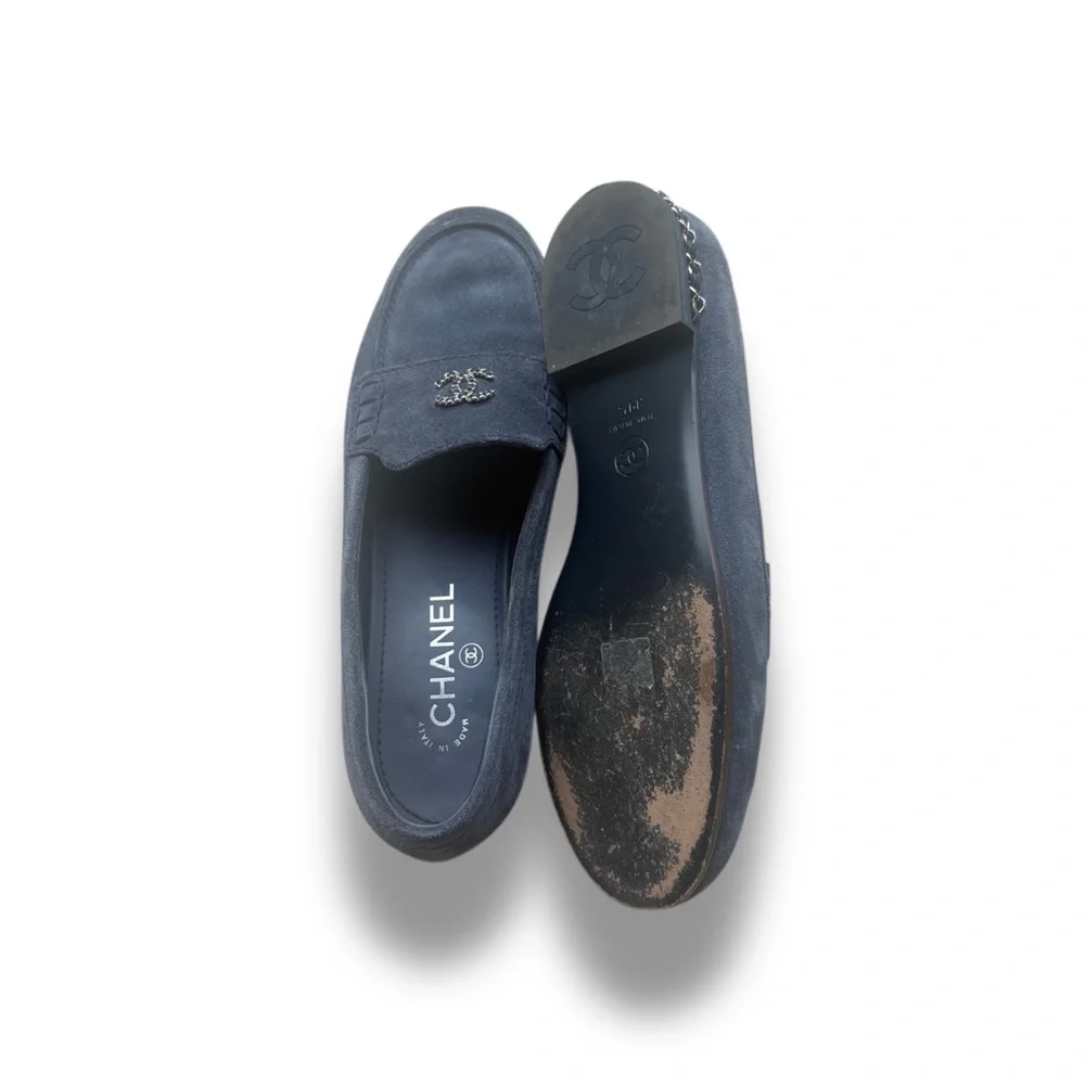 CHANEL navy suede